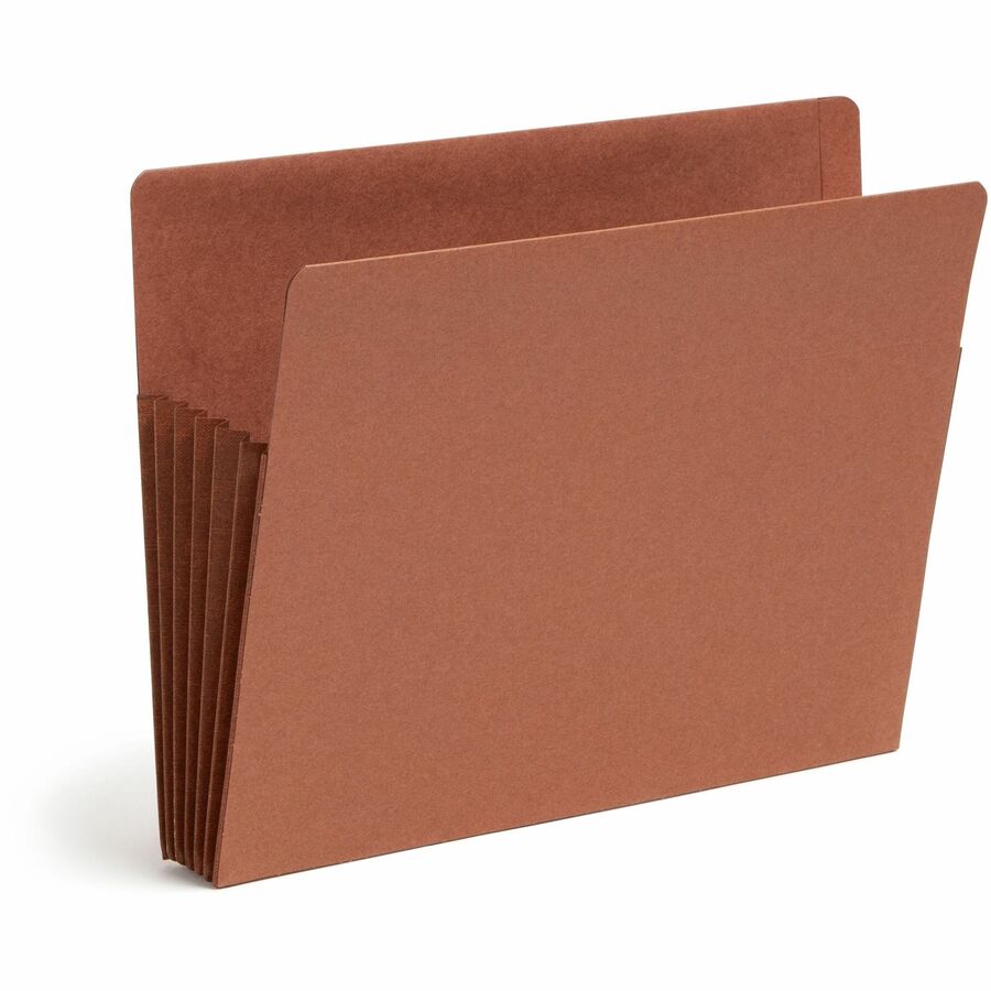 Smead TUFF Straight Tab Cut Letter Recycled File Pocket - 8 1/2" x 11" - 5 1/4" Expansion - 16.5 pt. - 2 Plys - Redrope - Rip Resistant, Tear Resistant, Reinforced Tab, Heavyweight Cover - 30% Recycled - 10 / Box