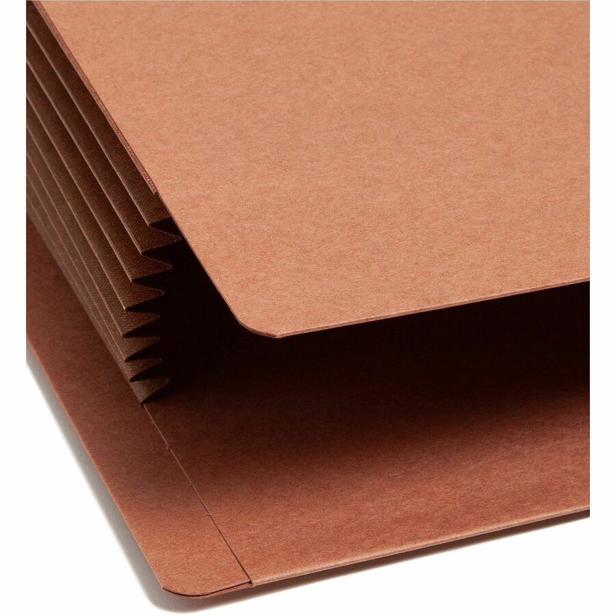 Smead TUFF Straight Tab Cut Letter Recycled File Pocket - 8 1/2" x 11" - 7" Expansion - 16.5 pt. - 2 Plys - Redrope - Rip Resistant, Tear Resistant, Reinforced Tab, Heavyweight Cover - 30% Recycled - 5 / Box