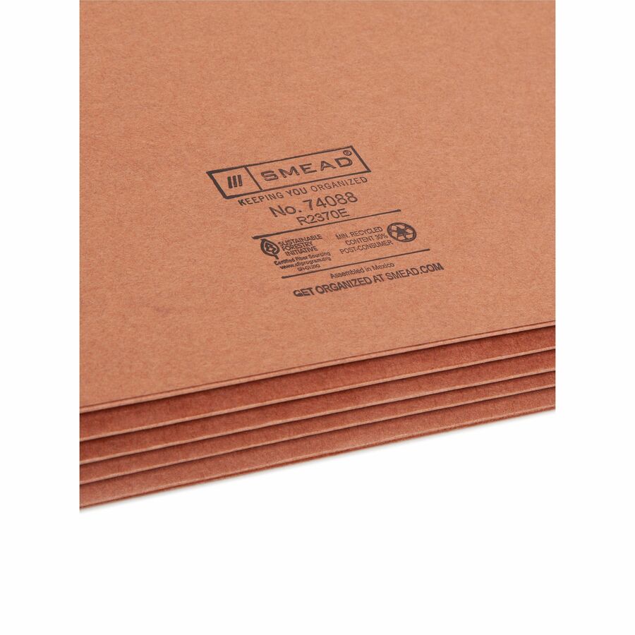 Smead 2/5 Tab Cut Legal Recycled File Pocket - 8 1/2" x 14" - 3 1/2" Expansion - Right Tab Position - 9 pt. - Redrope - Tear Resistant, Reinforced Gusset, Durable - 30% Recycled - 25 / Box