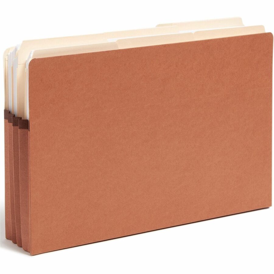 Smead 2/5 Tab Cut Legal Recycled File Pocket - 8 1/2" x 14" - 3 1/2" Expansion - Right Tab Position - 9 pt. - Redrope - Tear Resistant, Reinforced Gusset, Durable - 30% Recycled - 25 / Box