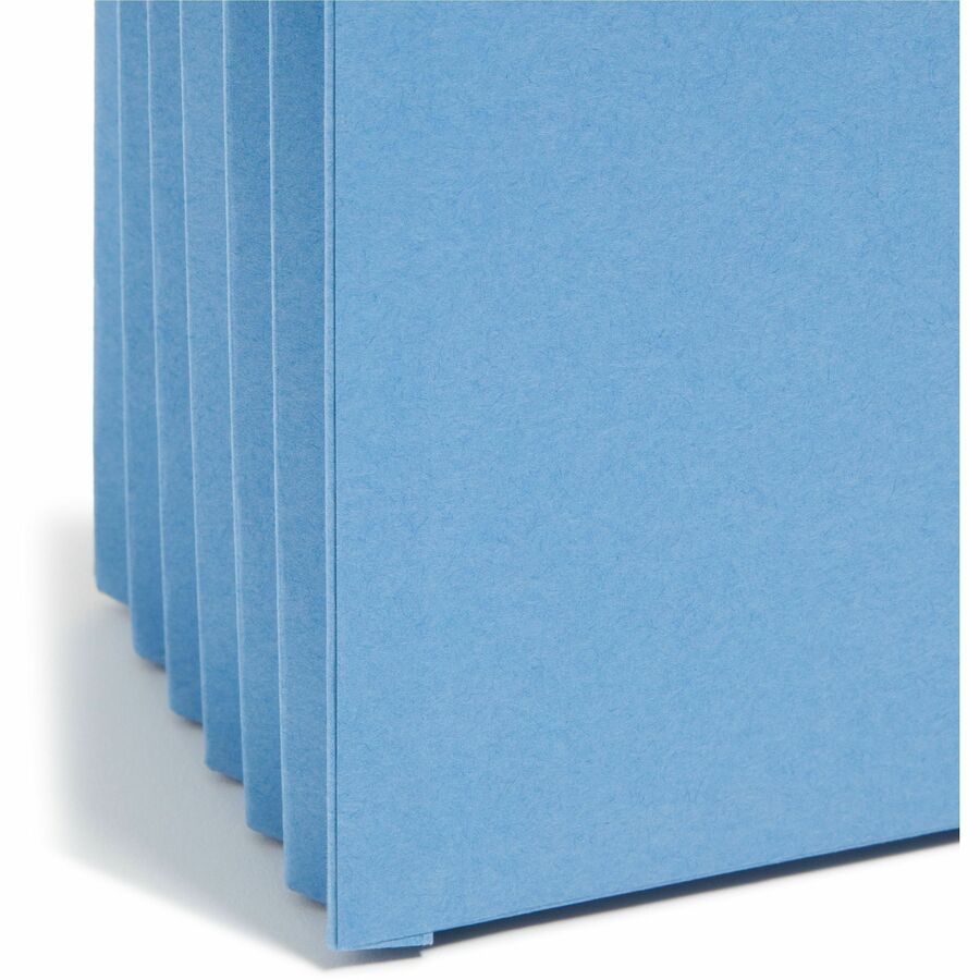 Smead Colored Straight Tab Cut Legal Recycled File Pocket - 8 1/2" x 14" - 5 1/4" Expansion - Top Tab Location - 9 pt. - Card Stock - Blue - Tear Resistant - 10% Recycled - 1 Each