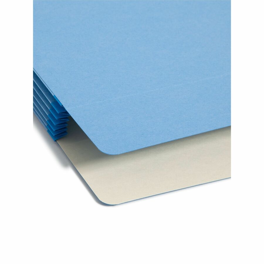 Smead Colored Straight Tab Cut Legal Recycled File Pocket - 8 1/2" x 14" - 5 1/4" Expansion - Top Tab Location - 9 pt. - Card Stock - Blue - Tear Resistant - 10% Recycled - 1 Each