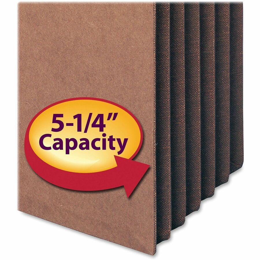 Smead Straight Tab Cut Legal Recycled File Pocket - 8 1/2" x 14" - 5 1/4" Expansion - Top Tab Location - 12.5 pt. - Redrope - Tear Resistant Gusset - 30% Recycled - 10 / Box