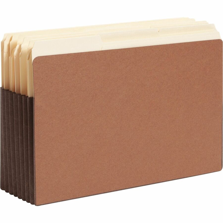 Smead TUFF Straight Tab Cut Legal Recycled File Pocket - 8 1/2" x 14" - 7" Expansion - 12.5 pt. - Redrope - Reinforced, Heavyweight Cover, Tear Resistant - 30% Recycled - 5 / Box