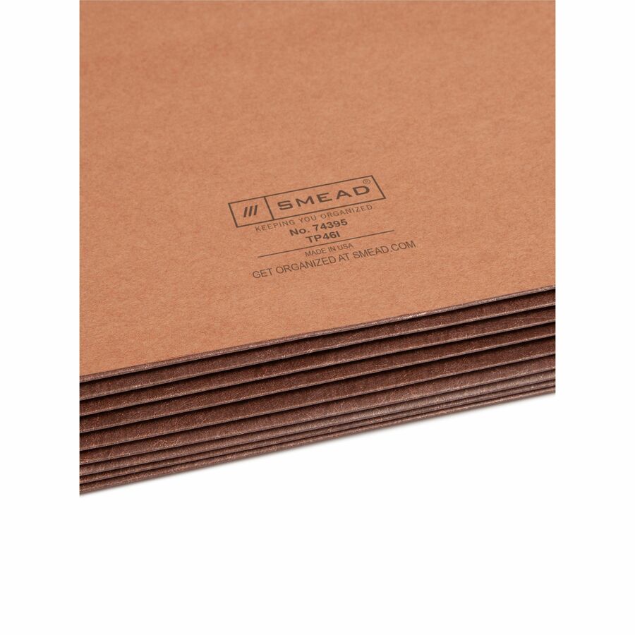 Smead TUFF Straight Tab Cut Legal Recycled File Pocket - 8 1/2" x 14" - 7" Expansion - 12.5 pt. - Redrope - Reinforced, Heavyweight Cover, Tear Resistant - 30% Recycled - 5 / Box