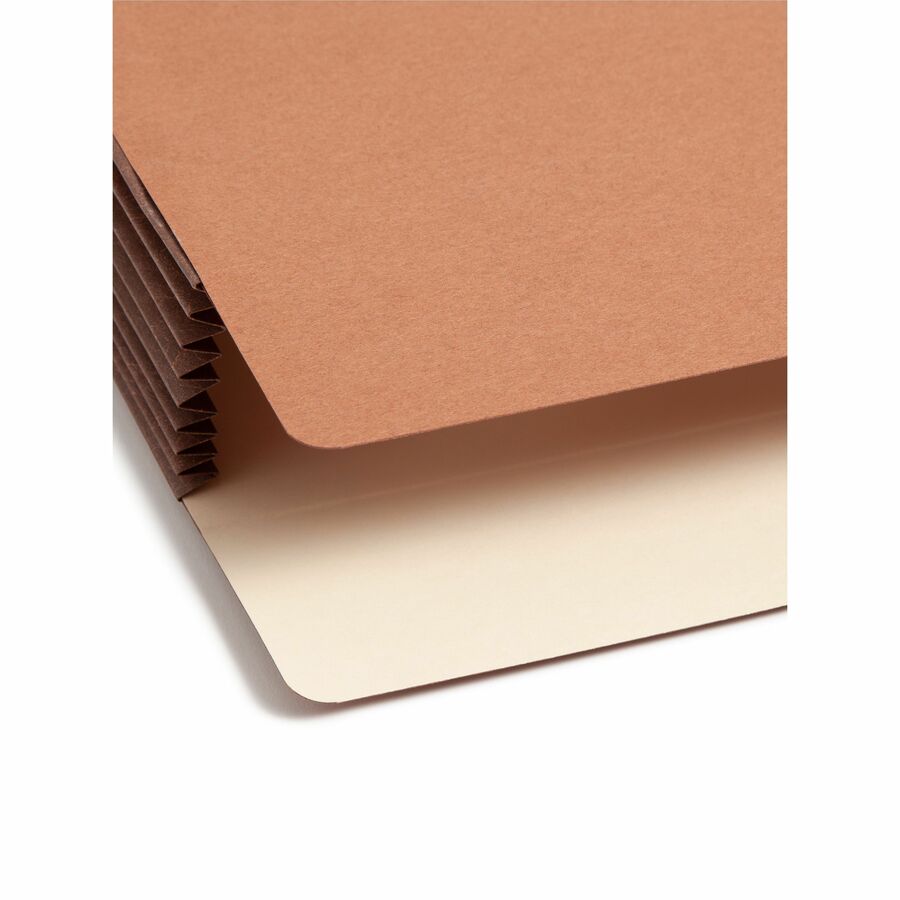 Smead TUFF Straight Tab Cut Legal Recycled File Pocket - 8 1/2" x 14" - 7" Expansion - 12.5 pt. - Redrope - Reinforced, Heavyweight Cover, Tear Resistant - 30% Recycled - 5 / Box