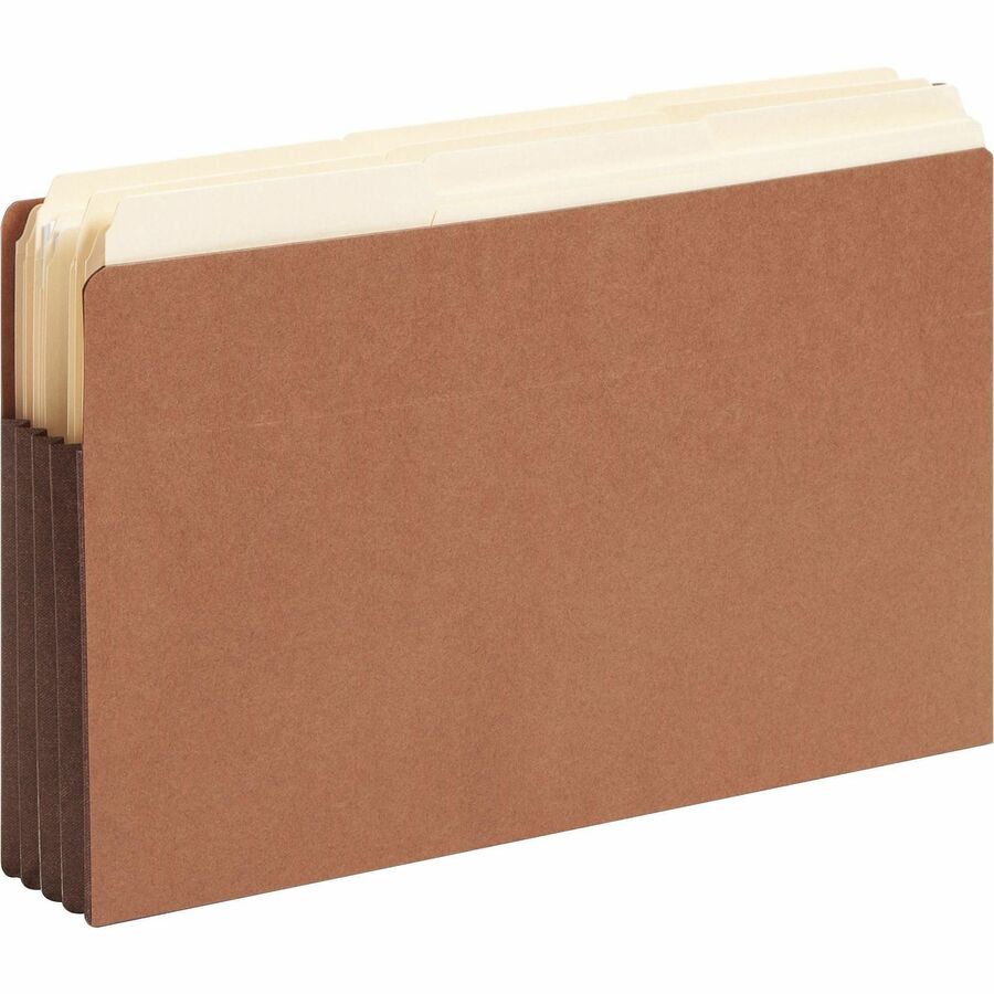 Smead Straight Tab Cut Legal Recycled File Pocket - 8 1/2" x 14" - 3 1/2" Expansion - 1 Pocket(s) - End Tab Location - Top Tab Position - 2 Plys - Dark Brown - 30% Recycled - 10 / Box