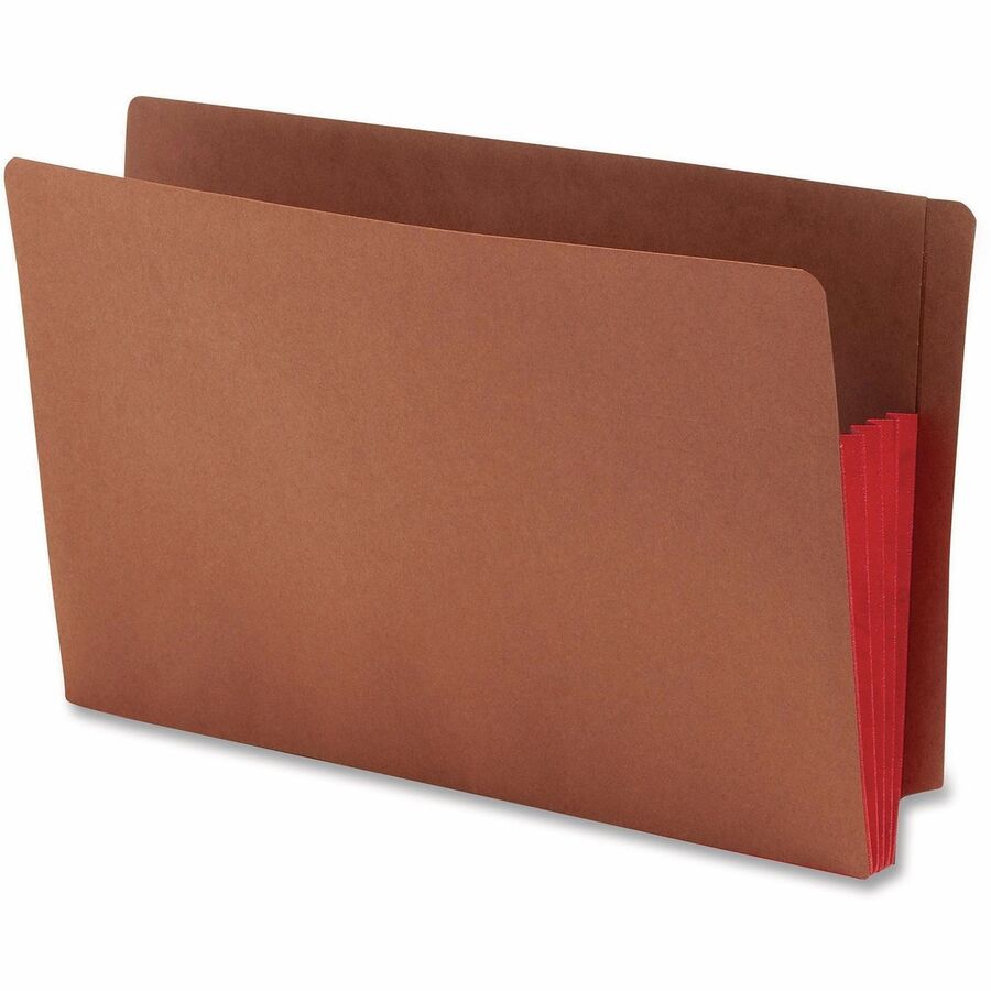 Smead TUFF Pocket Straight Tab Cut Legal Recycled File Pocket - 8 1/2" x 14" - 3 1/2" Expansion - 1 Pocket(s) - End Tab Location - Top Tab Position - 12.5 pt. - 2 Plys - Redrope - Red - Tear Resistant - 30% Recycled - 10 / Box