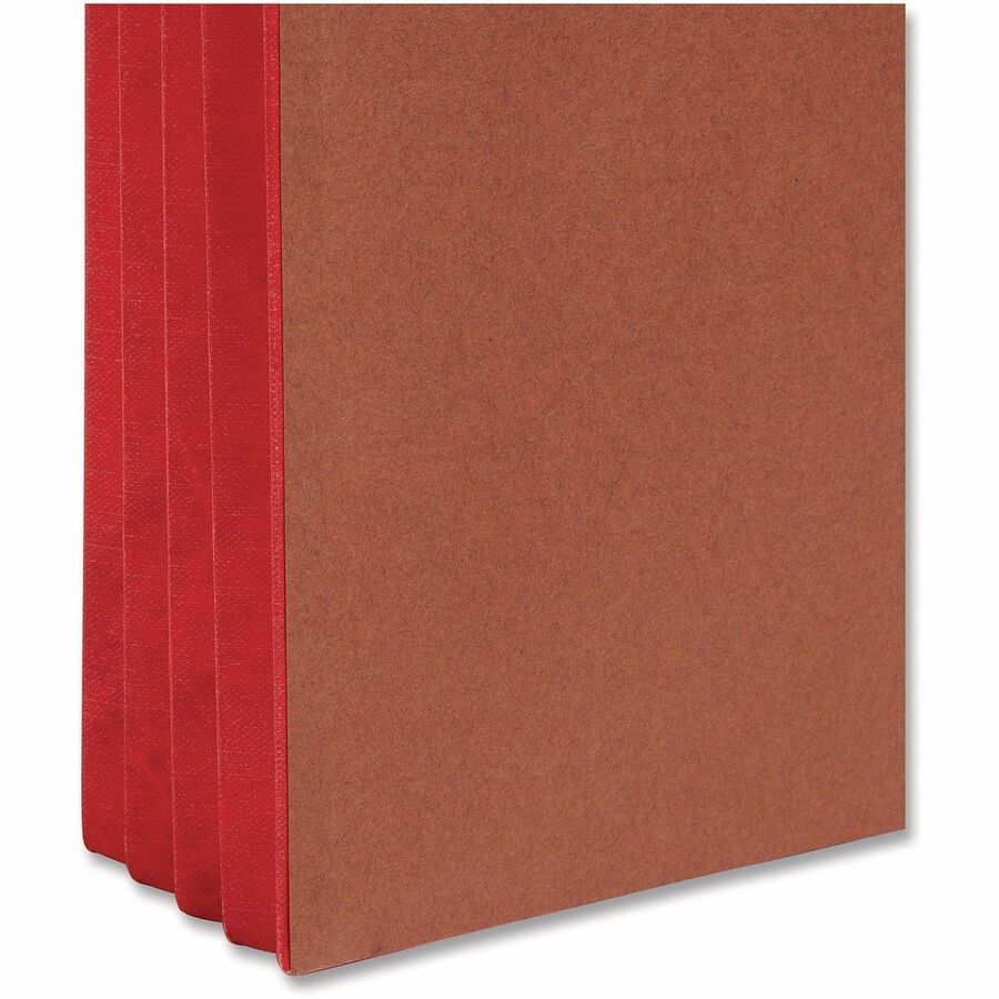 Smead TUFF Pocket Straight Tab Cut Legal Recycled File Pocket - 8 1/2" x 14" - 3 1/2" Expansion - 1 Pocket(s) - End Tab Location - Top Tab Position - 12.5 pt. - 2 Plys - Redrope - Red - Tear Resistant - 30% Recycled - 10 / Box