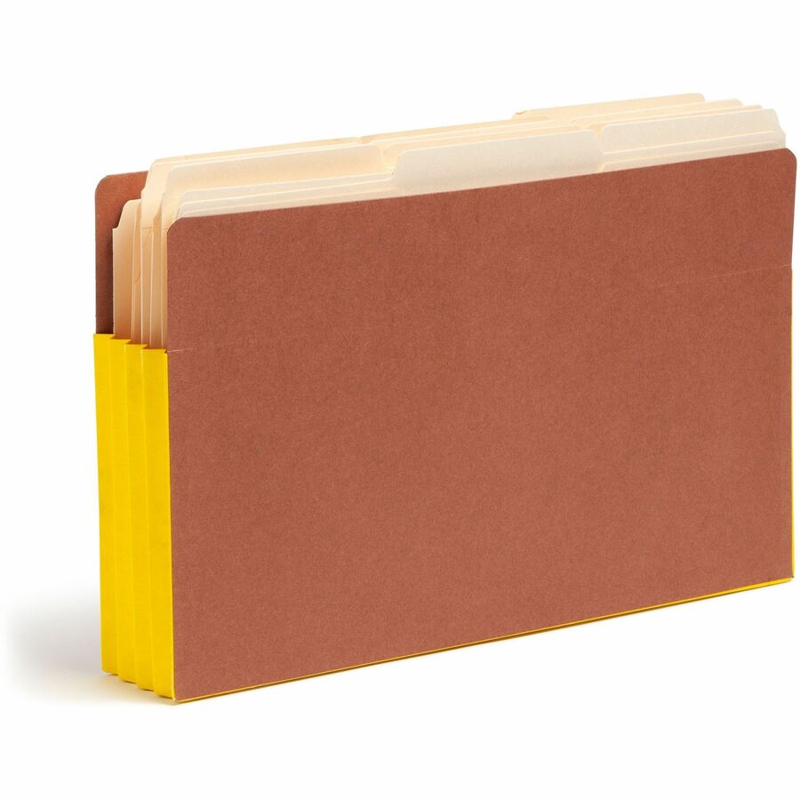 Smead TUFF Pocket Straight Tab Cut Legal Recycled File Pocket - 8 1/2" x 14" - 3 1/2" Expansion - 1 Pocket(s) - Top Tab Location - 12.5 pt. - 2 Plys - Redrope - Yellow - Tear Resistant - 30% Recycled - 1 / Pack