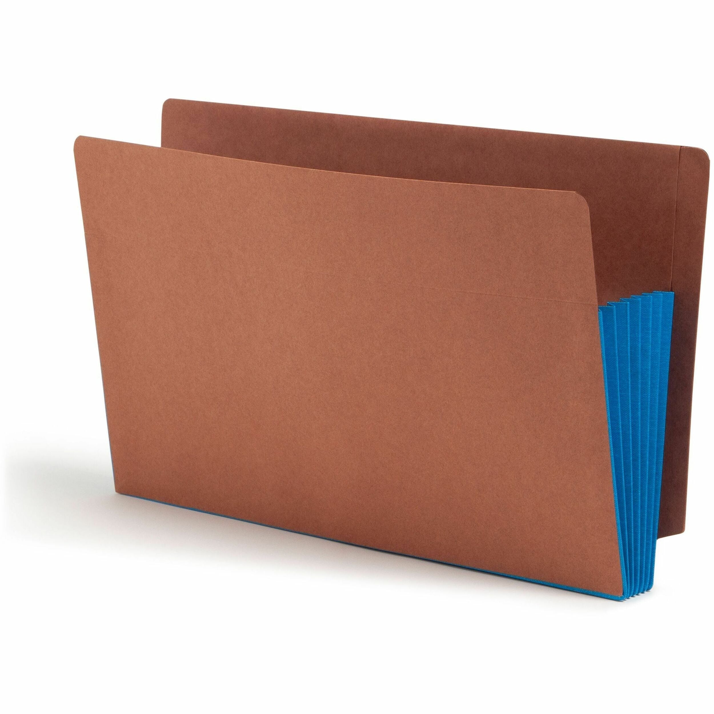 Smead Straight Tab Cut Legal Recycled File Pocket - 8 1/2" x 14" - 5 1/4" Expansion - 12.5 pt. - 2 Plys - Redrope - Blue - Embossed - 30% Recycled - 10 / Box