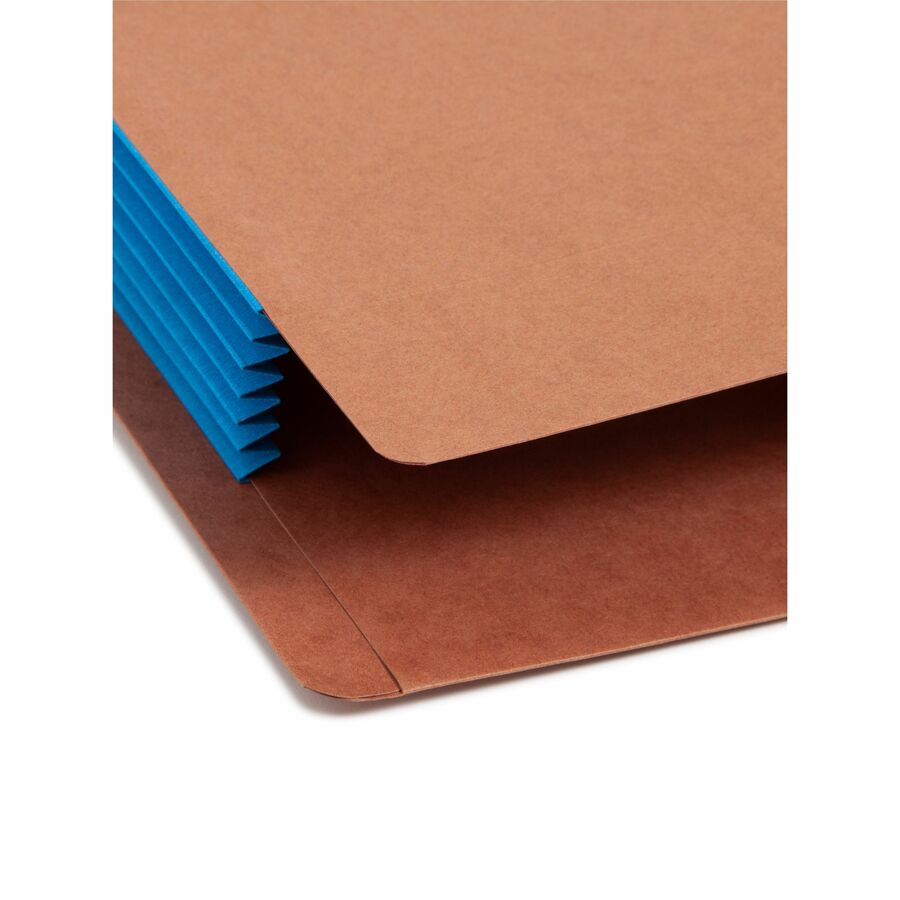 Smead Straight Tab Cut Legal Recycled File Pocket - 8 1/2" x 14" - 5 1/4" Expansion - 12.5 pt. - 2 Plys - Redrope - Blue - Embossed - 30% Recycled - 10 / Box