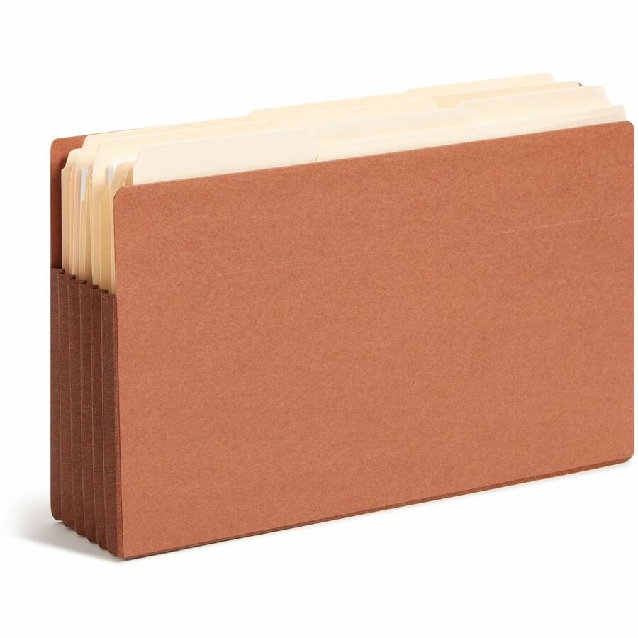 Smead TUFF Straight Tab Cut Legal Recycled File Pocket - 8 1/2" x 14" - 5 1/4" Expansion - 2 Plys - Redrope - Rip Resistant, Tear Resistant, Reinforced Tab, Heavyweight Cover - 30% Recycled - 10 / Box