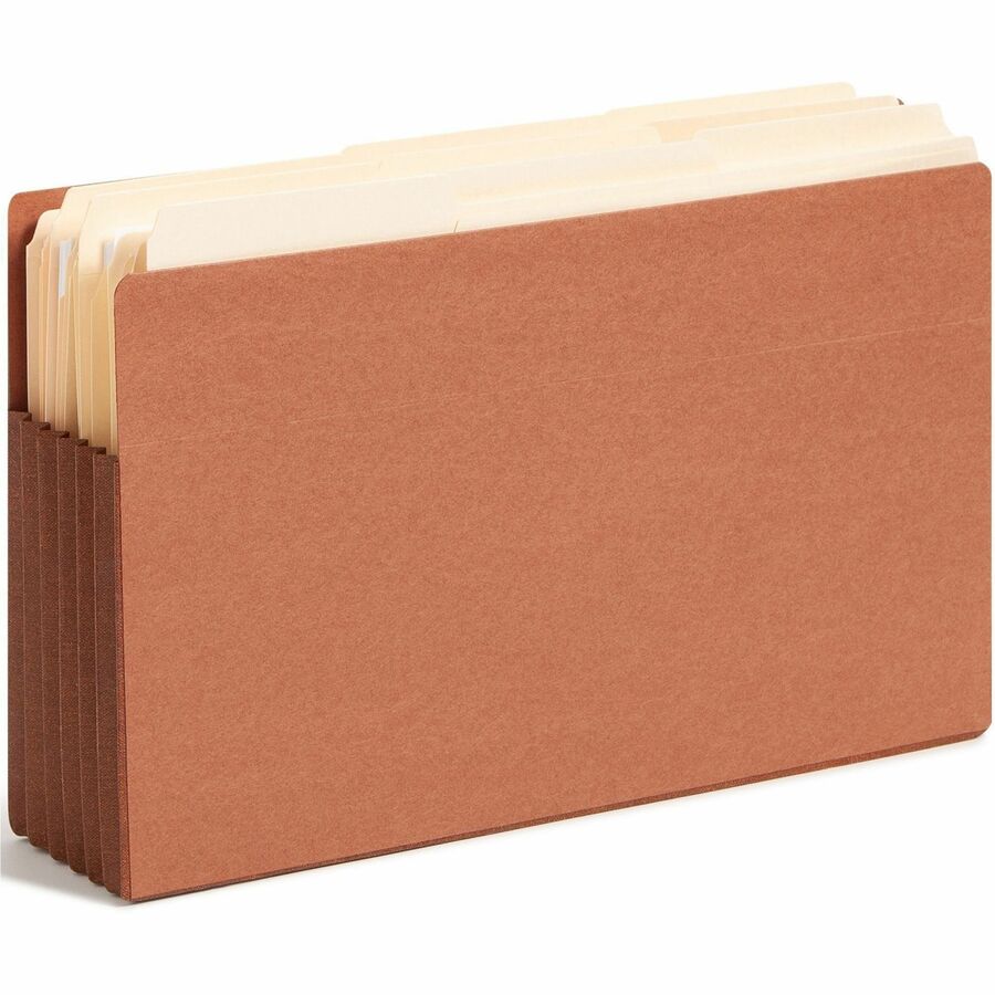 Smead TUFF Straight Tab Cut Legal Recycled File Pocket - 8 1/2" x 14" - 5 1/4" Expansion - 2 Plys - Redrope - Rip Resistant, Tear Resistant, Reinforced Tab, Heavyweight Cover - 30% Recycled - 10 / Box