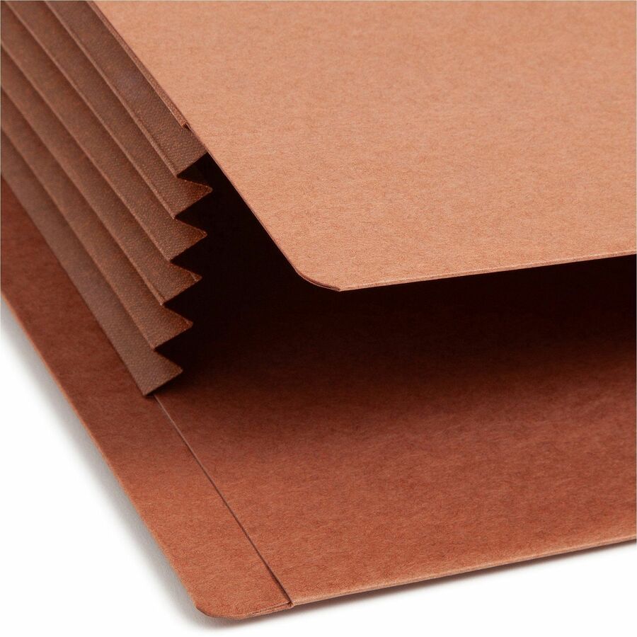 Smead TUFF Straight Tab Cut Legal Recycled File Pocket - 8 1/2" x 14" - 5 1/4" Expansion - 2 Plys - Redrope - Rip Resistant, Tear Resistant, Reinforced Tab, Heavyweight Cover - 30% Recycled - 10 / Box