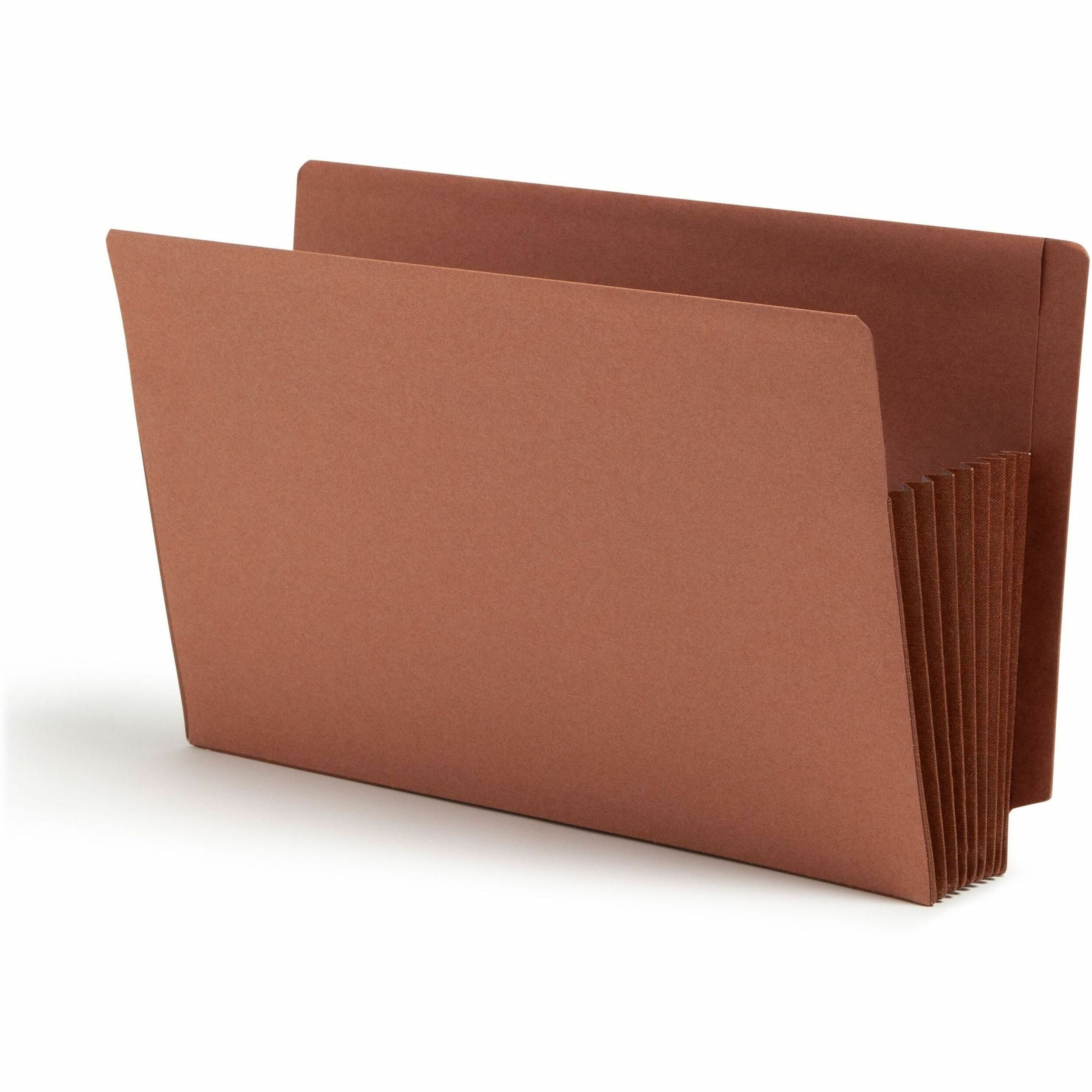 Smead TUFF Straight Tab Cut Legal Recycled File Pocket - 8 1/2" x 14" - 7" Expansion - 16.5 pt. - 2 Plys - Redrope - Tear Resistant, Reinforced Tab, Rip Resistant, Heavyweight Cover - 30% Recycled - 5 / Box