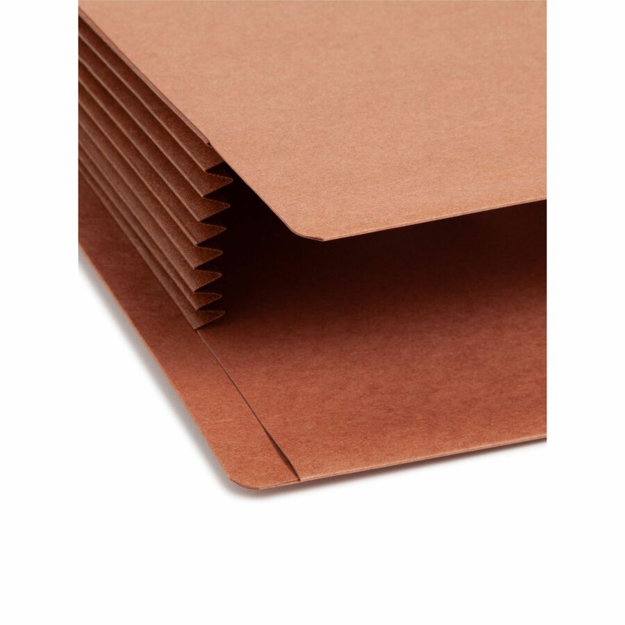 Smead TUFF Straight Tab Cut Legal Recycled File Pocket - 8 1/2" x 14" - 7" Expansion - 16.5 pt. - 2 Plys - Redrope - Tear Resistant, Reinforced Tab, Rip Resistant, Heavyweight Cover - 30% Recycled - 5 / Box