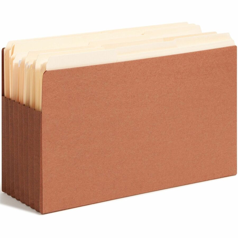 Smead TUFF Straight Tab Cut Legal Recycled File Pocket - 8 1/2" x 14" - 7" Expansion - 16.5 pt. - 2 Plys - Redrope - Tear Resistant, Reinforced Tab, Rip Resistant, Heavyweight Cover - 30% Recycled - 5 / Box