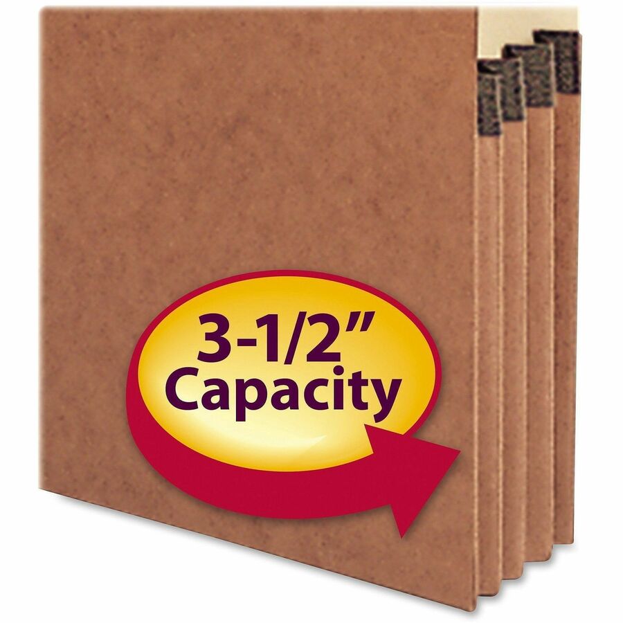 Smead Straight Tab Cut Legal Recycled File Pocket - 8 1/2" x 14" - 3 1/2" Expansion - 12.5 pt. - Redrope - Tear Proof, Reinforced Gusset, Rounded Corner - 30% Recycled - 50 / Box