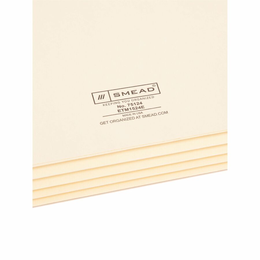Smead Straight Tab Cut Letter Recycled File Pocket - 8 1/2" x 11" - 3 1/2" Expansion - 2 Plys - Manila - Embossed - 10% Recycled - 25 / Box