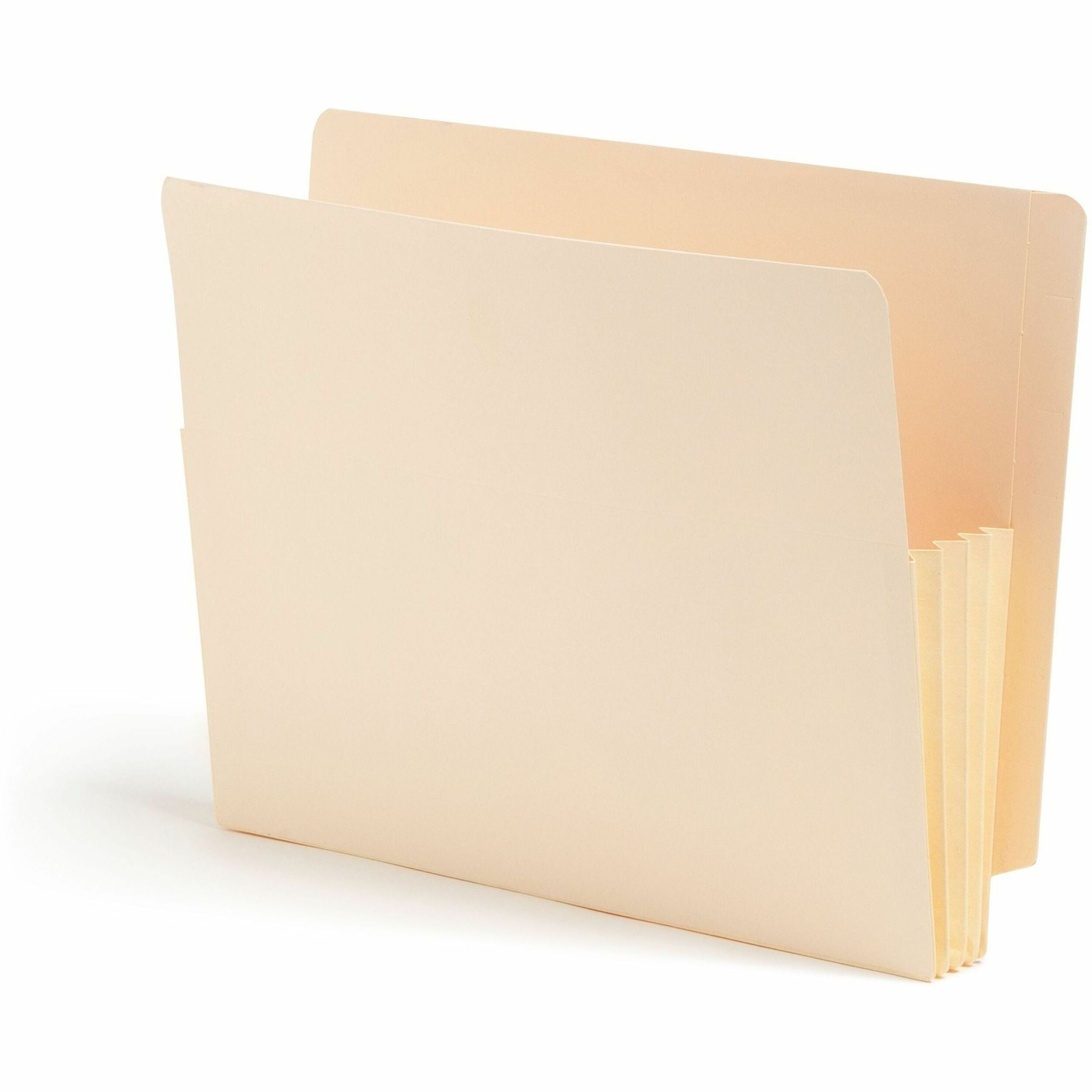 Smead Straight Tab Cut Letter Recycled File Pocket - 8 1/2" x 11" - 3 1/2" Expansion - 2 Plys - Manila - Manila - Reinforced Gusset - 10% Recycled - 10 / Box