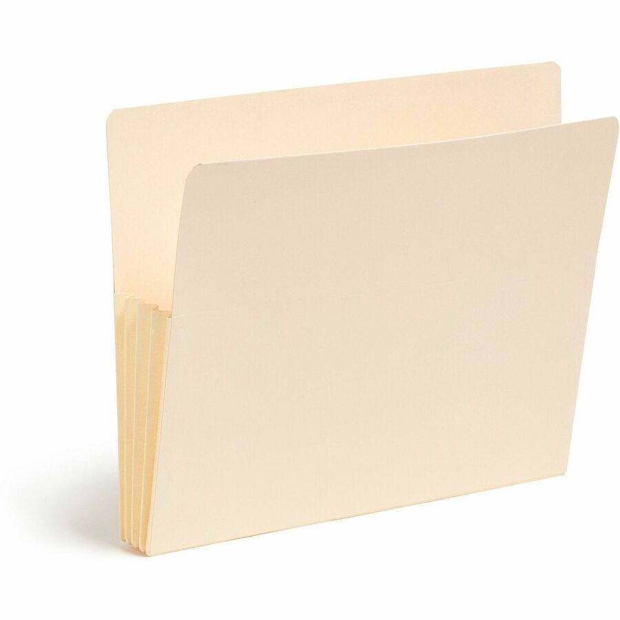 Smead Straight Tab Cut Letter Recycled File Pocket - 8 1/2" x 11" - 3 1/2" Expansion - 2 Plys - Manila - Manila - Reinforced Gusset - 10% Recycled - 10 / Box