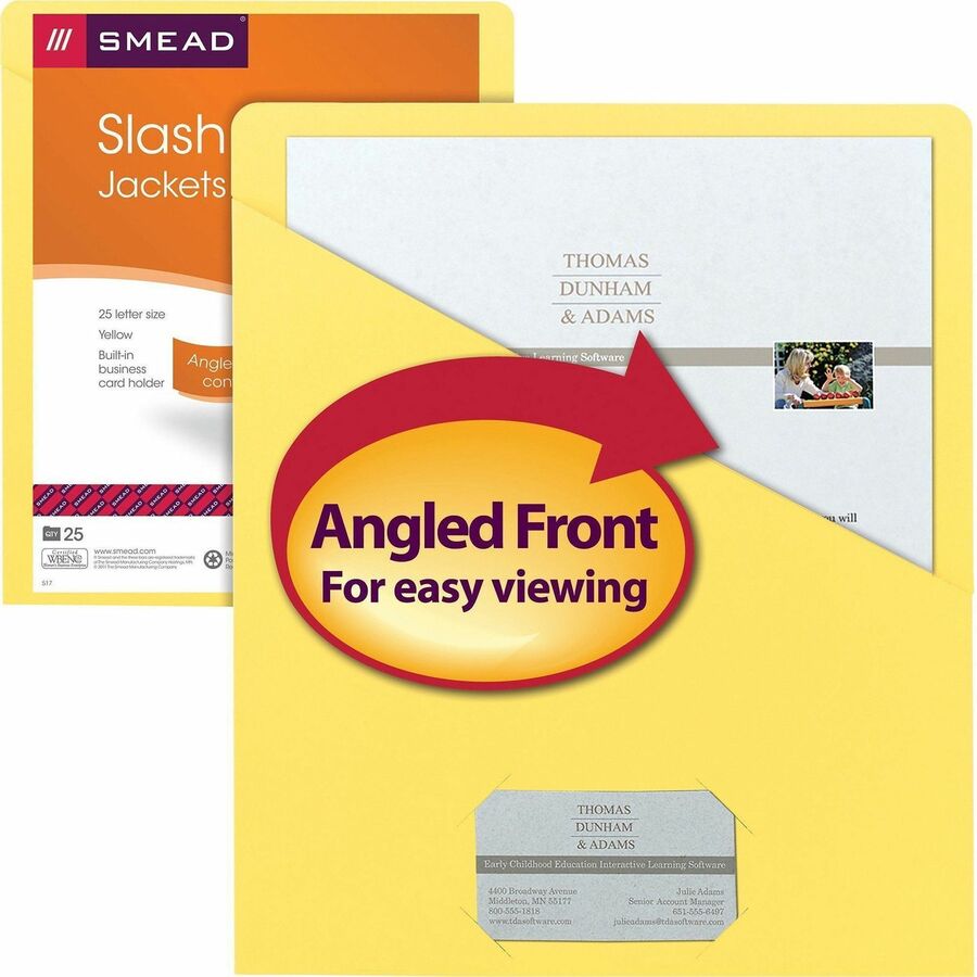 Smead Letter Recycled File Jacket - 8 1/2" x 11" - 11 pt. - Yellow - 10% Recycled - 25 / Pack