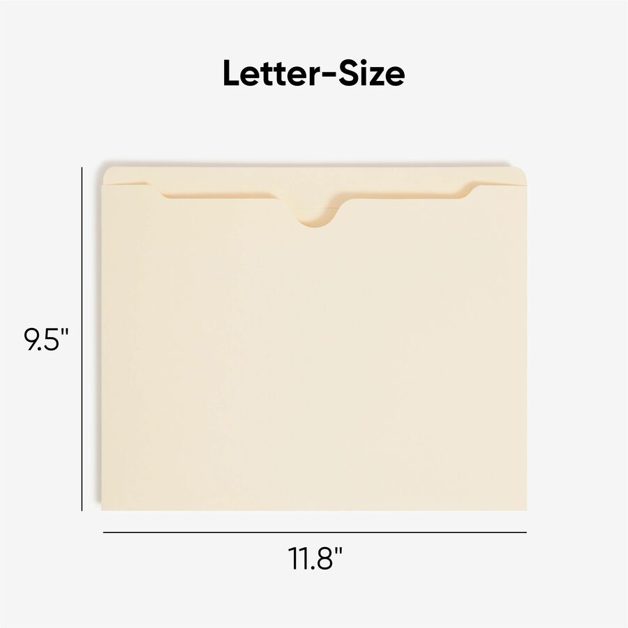 Smead Straight Tab Cut Letter Recycled File Jacket - 8 1/2" x 11" - 11 pt. - 2 Plys - Manila - Reinforced, Slip Resistant - 10% Recycled - 100 / Box