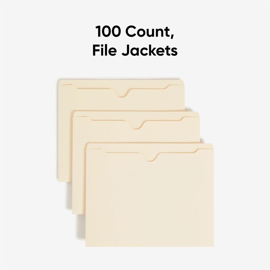 Smead Straight Tab Cut Letter Recycled File Jacket - 8 1/2" x 11" - 11 pt. - 2 Plys - Manila - Reinforced, Slip Resistant - 10% Recycled - 100 / Box
