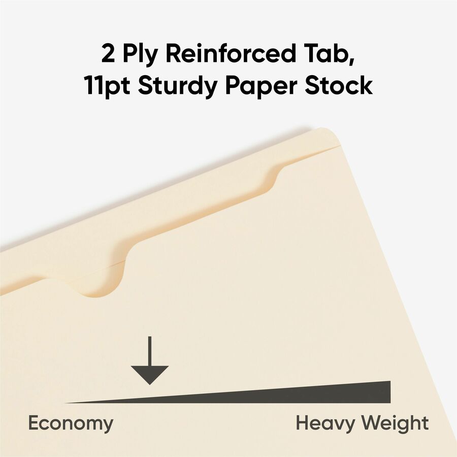 Smead Straight Tab Cut Letter Recycled File Jacket - 8 1/2" x 11" - 11 pt. - 2 Plys - Manila - Reinforced, Slip Resistant - 10% Recycled - 100 / Box