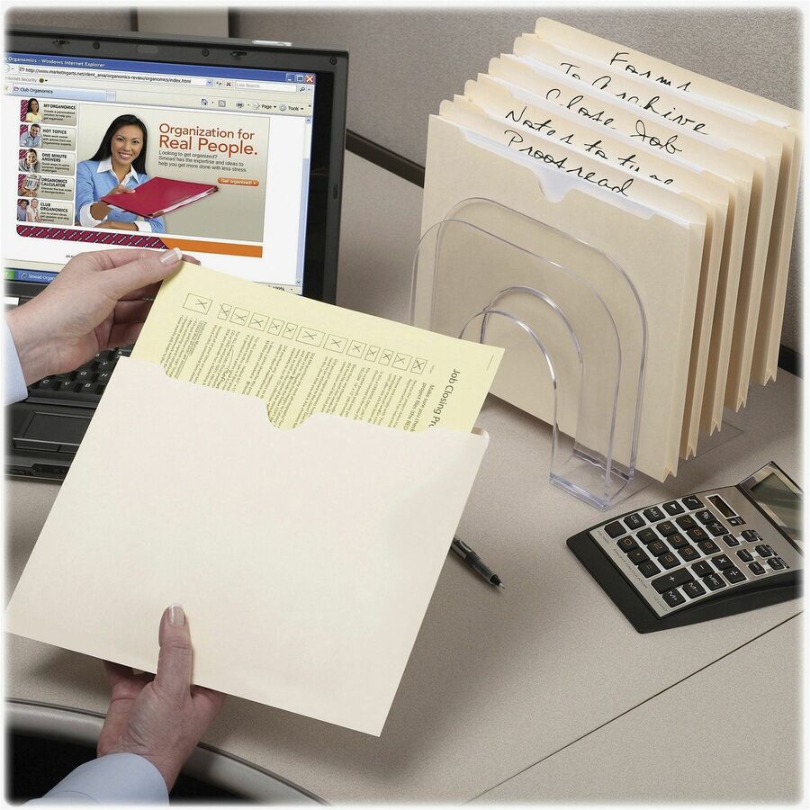 Smead Straight Tab Cut Letter Recycled File Jacket - 8 1/2" x 11" - 1" Expansion - 11 pt. - 2 Plys - Manila - Reinforced, Slip Resistant - 10% Recycled - 50 / Box