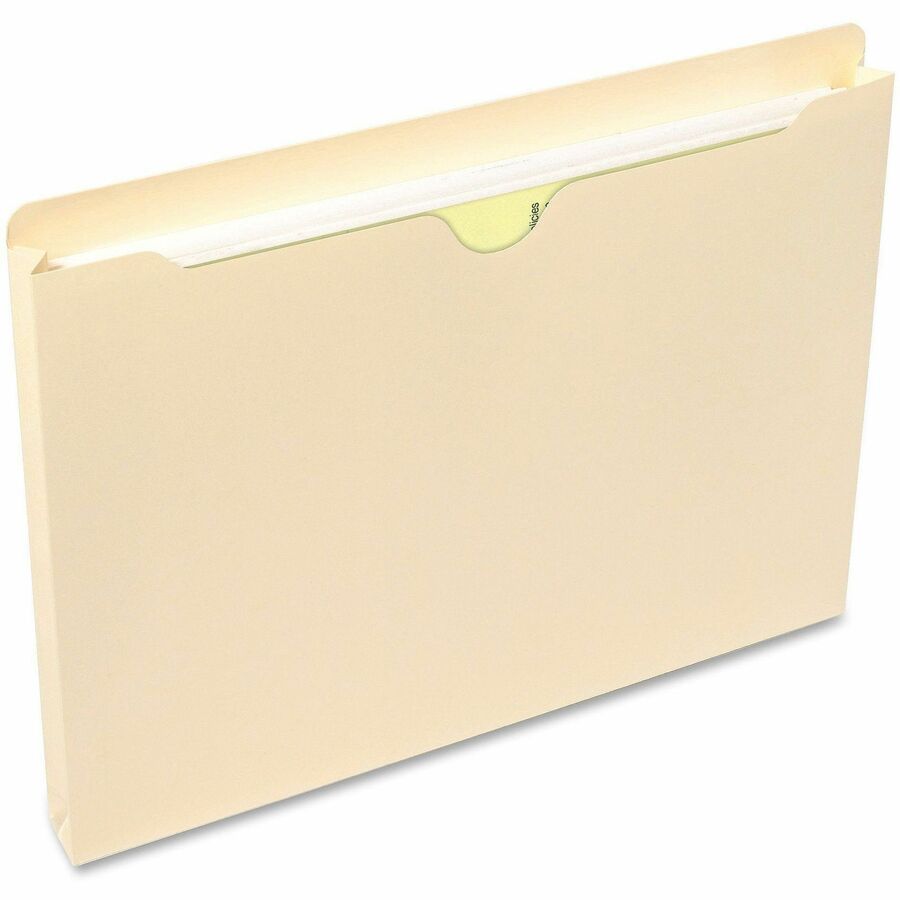 Smead Straight Tab Cut Letter Recycled File Jacket - 8 1/2" x 11" - 1" Expansion - 11 pt. - 2 Plys - Manila - Reinforced, Slip Resistant - 10% Recycled - 50 / Box