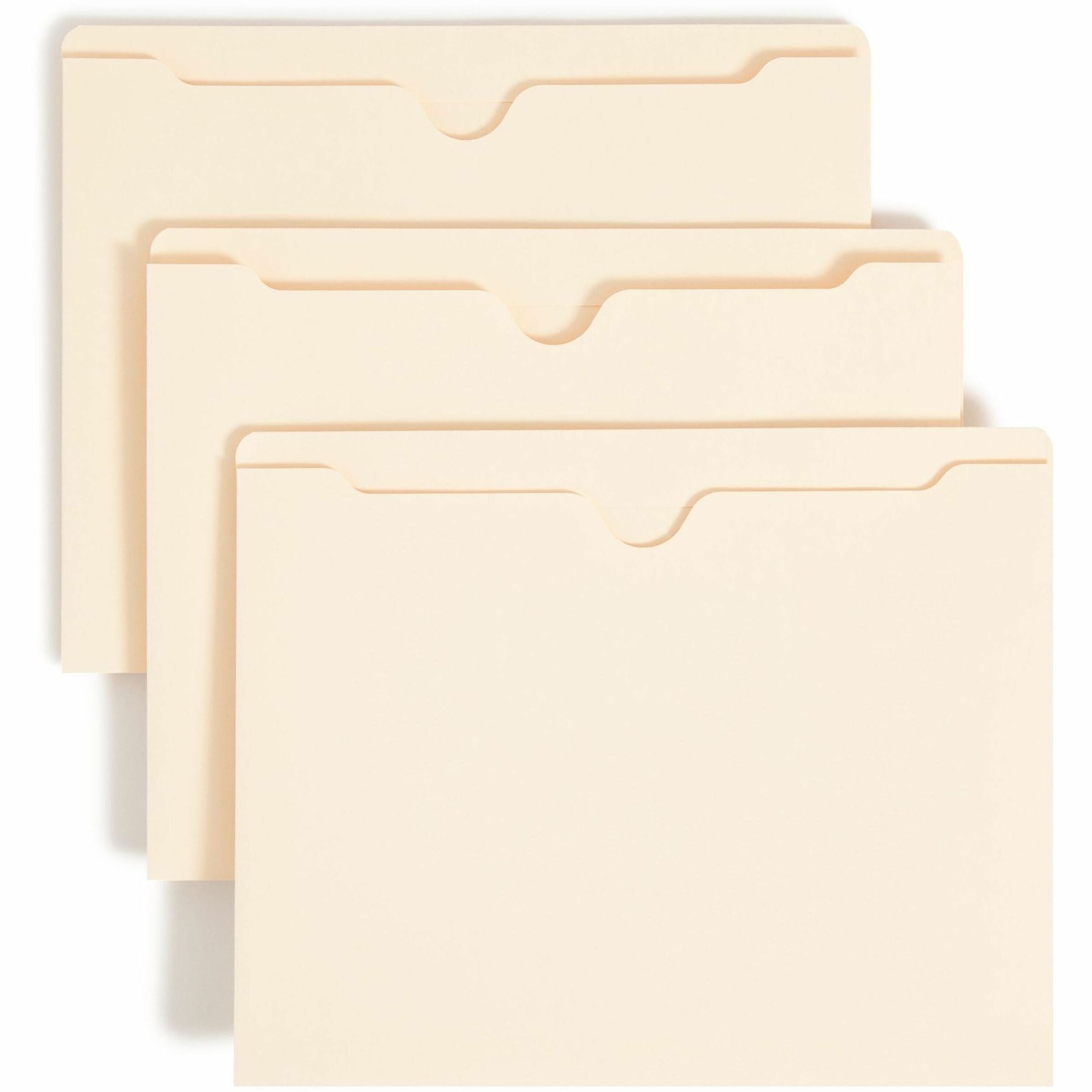 Smead Straight Tab Cut Letter Recycled File Jacket - 8 1/2" x 11" - 2" Expansion - 11 pt. - 2 Plys - Manila - Reinforced, Slip Resistant - 10% Recycled - 50 / Box