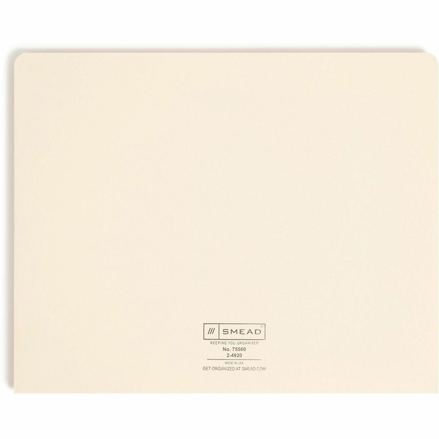 Smead Straight Tab Cut Letter Recycled File Jacket - 8 1/2" x 11" - 2" Expansion - 11 pt. - 2 Plys - Manila - Reinforced, Slip Resistant - 10% Recycled - 50 / Box