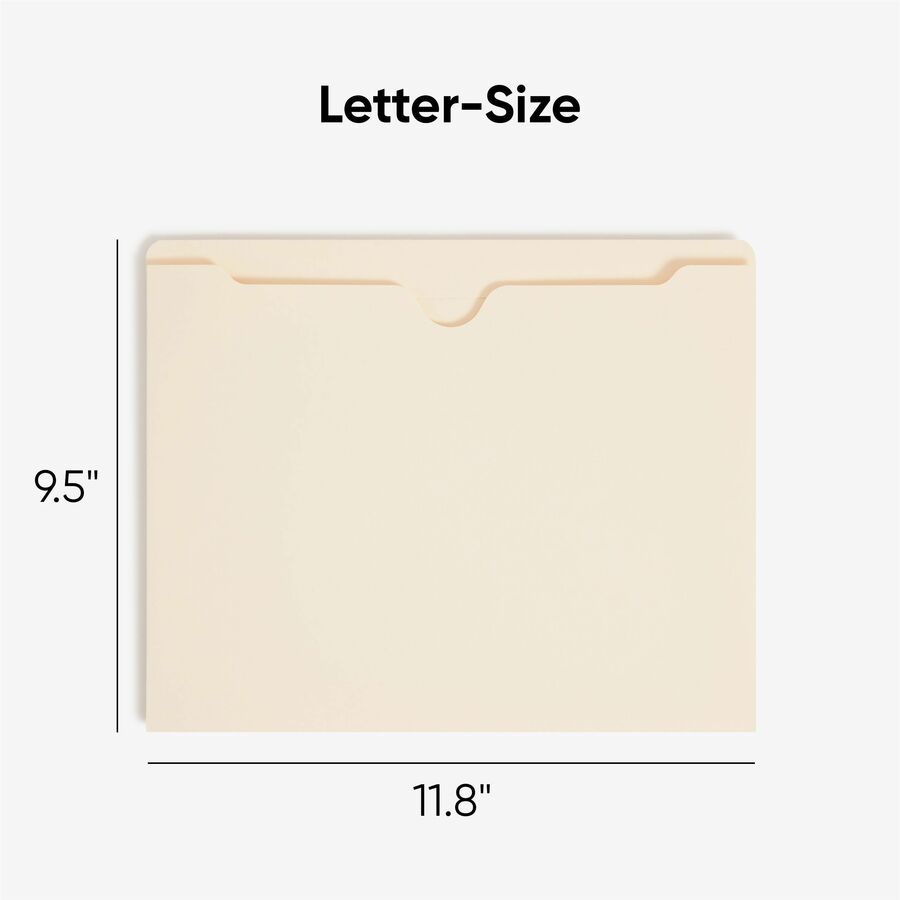 Smead Straight Tab Cut Letter Recycled File Jacket - 8 1/2" x 11" - 2" Expansion - 11 pt. - 2 Plys - Manila - Reinforced, Slip Resistant - 10% Recycled - 50 / Box