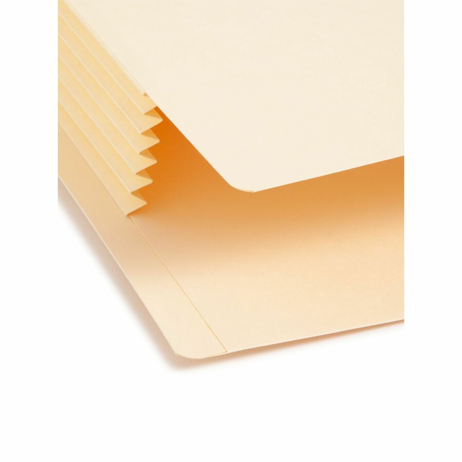 Smead Straight Tab Cut Legal Recycled File Pocket - 8 1/2" x 14" - 5 1/4" Expansion - 11 pt. - 2 Plys - Manila - Reinforced Gusset, Embossed - 10% Recycled - 10 / Box