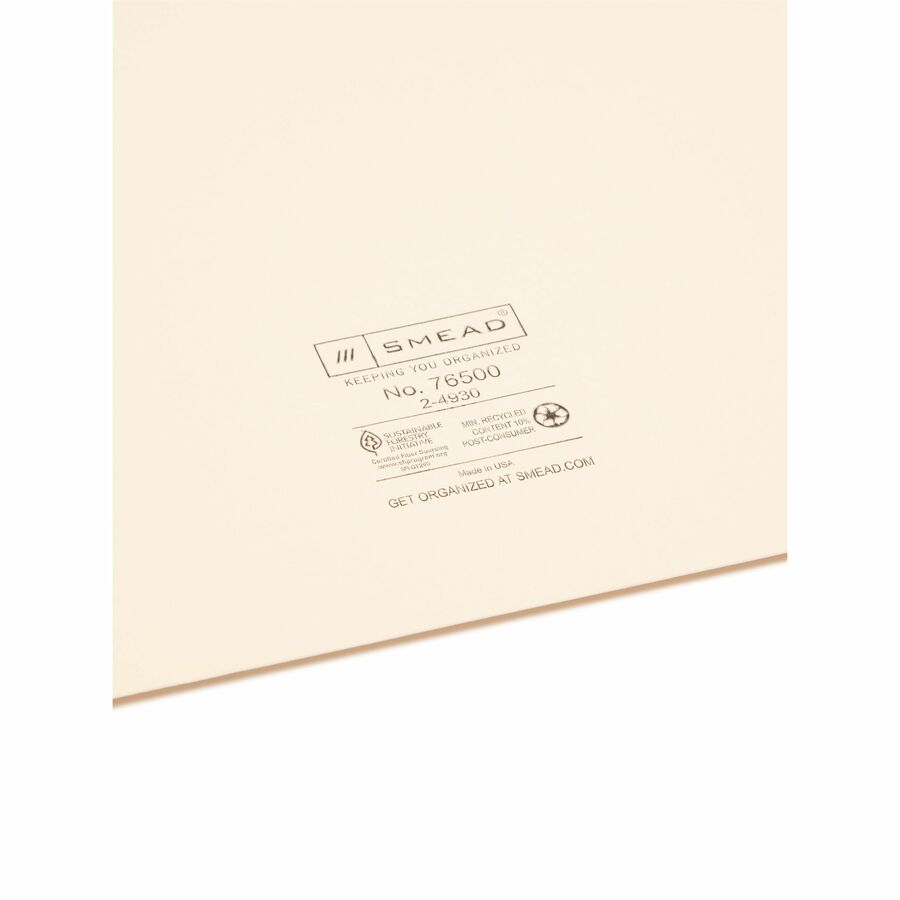 Smead Legal Recycled File Jacket - 8 1/2" x 14" - 11 pt. - 2 Plys - Manila - Reinforced, Slip Resistant - 10% Recycled - 100 / Box