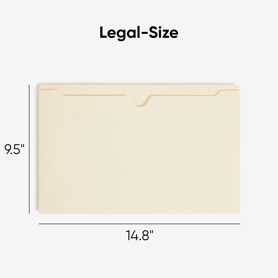 Smead Legal Recycled File Jacket - 8 1/2" x 14" - 2" Expansion - 11 pt. - 2 Plys - Manila - Reinforced, Slip Resistant - 10% Recycled - 50 / Box