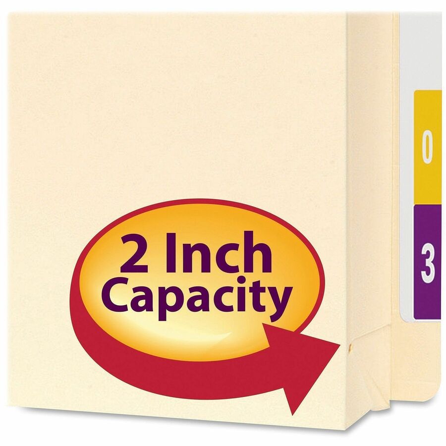 Smead Straight Tab Cut Letter Recycled File Jacket - 8 1/2" x 11" - 2" Expansion - 14 pt. - 2 Plys - Manila - Slip Resistant, Reinforced Tab - 10% Recycled - 25 / Box