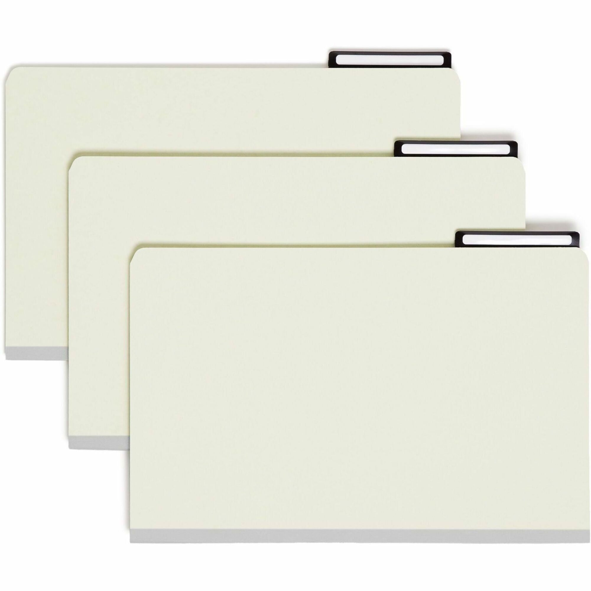 Smead 2/5 Tab Cut Legal Recycled Classification Folder, 8 1/2" x 14", 1" Expansion, 1 x 2K Fastener, 8 Dividers, 25 pt. Pressboard, Gray/Green, Preprinted, 100% Recycled, 10/Box