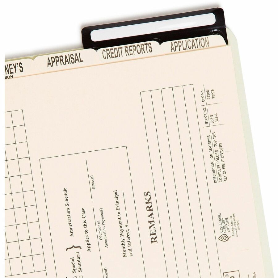 Smead 2/5 Tab Cut Legal Recycled Classification Folder, 8 1/2" x 14", 1" Expansion, 1 x 2K Fastener, 8 Dividers, 25 pt. Pressboard, Gray/Green, Preprinted, 100% Recycled, 10/Box