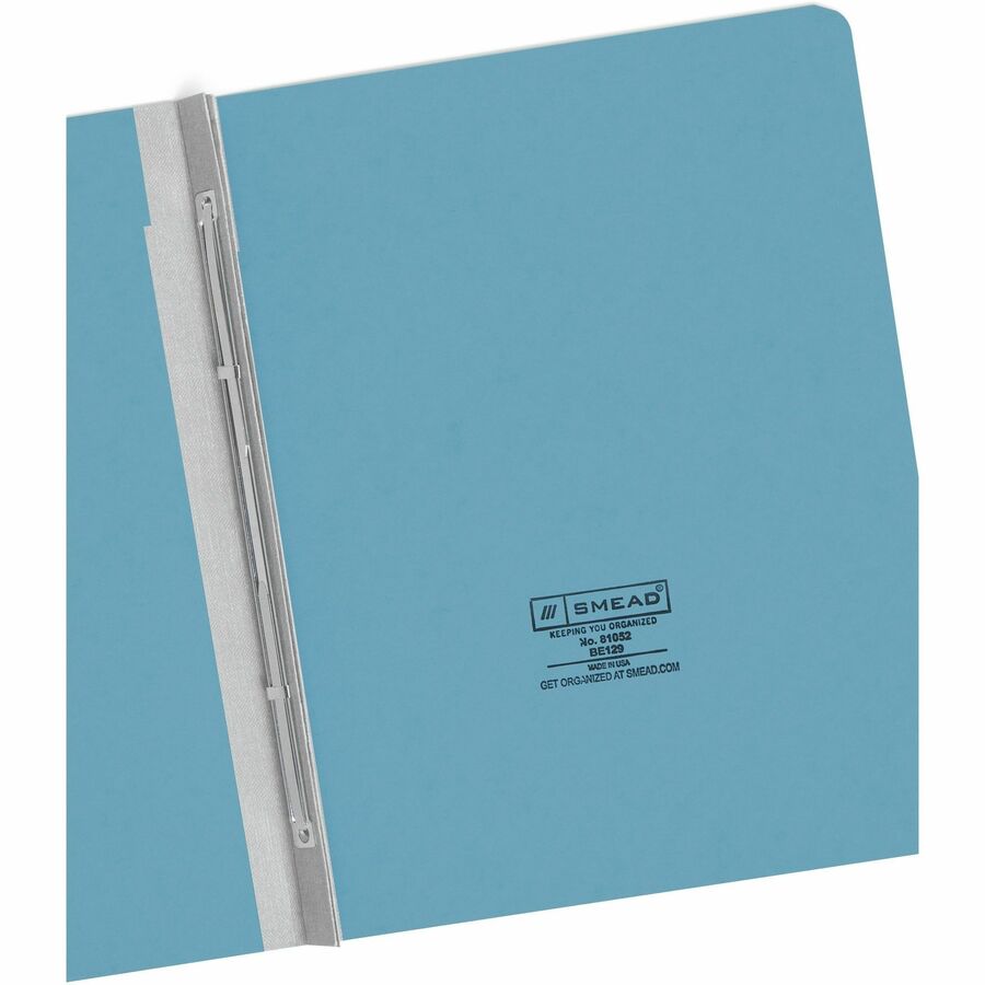 Smead Premium Pressboard Fastener Folder, Letter Size, 8.5" x 11", 3" Expansion, 1 Fastener, 25 pt. Blue, Reinforced Hinge, Heavy Duty, Moisture & Stain Resistant, Rounded Corner, 100% Recycled, 1 Each