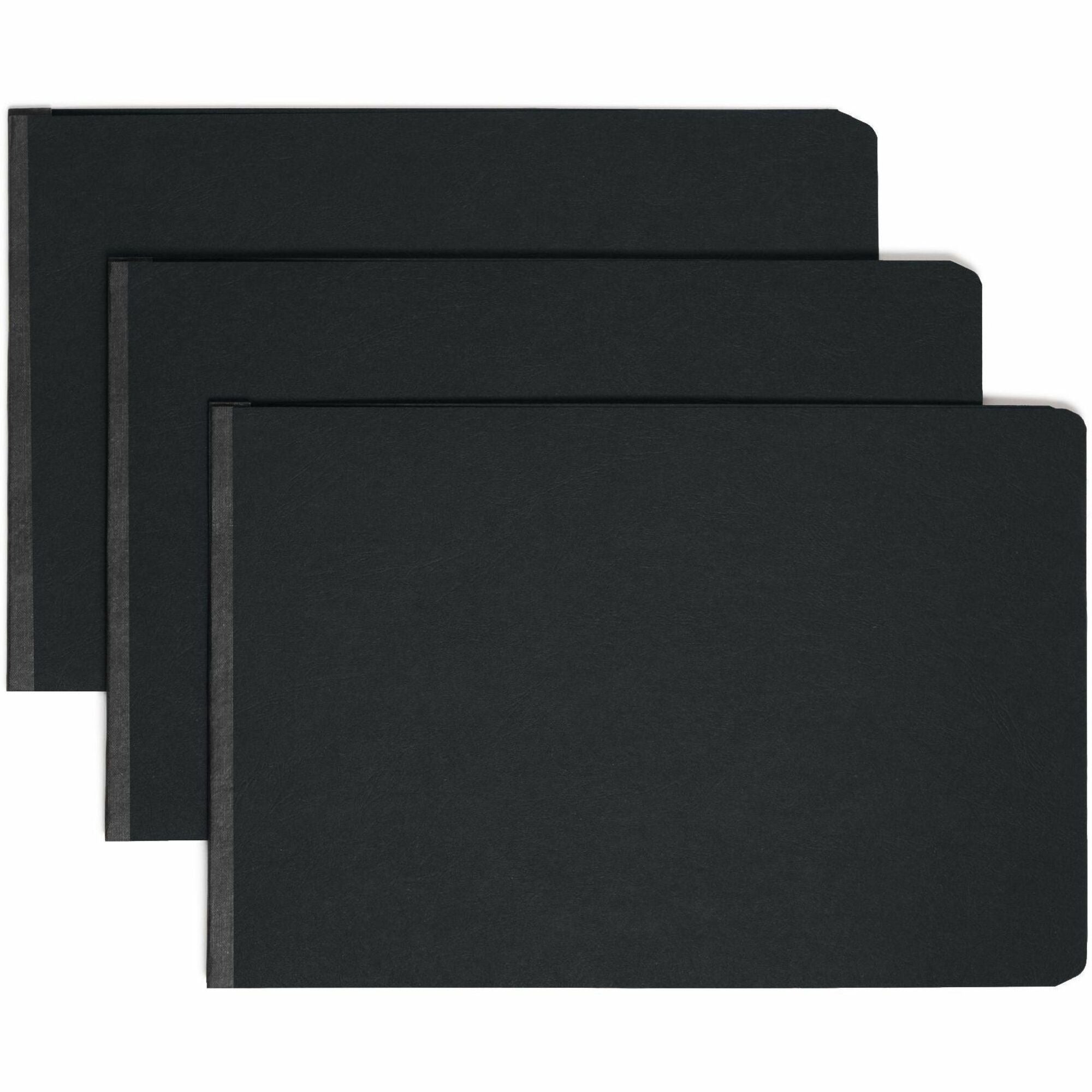 11" x 17" - 3" Expansion - 1 Fastener(s) - 3" for Folder - 25 pt. - Pressboard - Black - Reinforced Hinge, Heavy Duty, Moisture Resistant, Stain Resistant, Rounded Corner - 100% Recycled - 1 Each