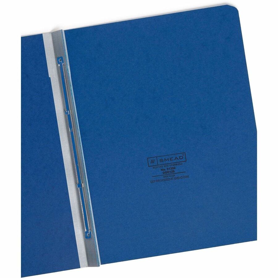Smead Premium Pressboard Letter Fastener Folder, 8.5" x 11", 3" Expansion, 1 Fastener, 25 pt., Dark Blue, Reinforced Hinge, Heavy Duty, Moisture & Stain Resistant, Rounded Corner, 100% Recycled, 1 Each