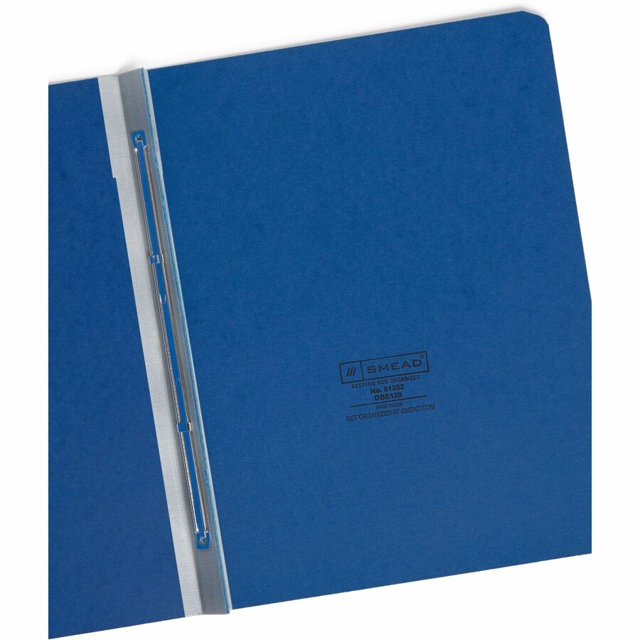 Smead Premium Pressboard Letter Fastener Folder, 8.5" x 11", 3" Expansion, 1 Fastener, 25 pt., Dark Blue, Reinforced Hinge, Heavy Duty, Moisture & Stain Resistant, Rounded Corner, 100% Recycled, 1 Each