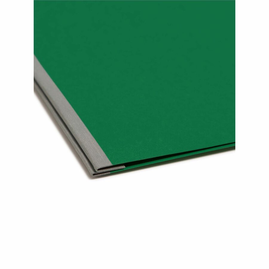 Smead Premium Pressboard Letter Fastener Folder, 8.5" x 11", 600 Sheet Capacity, 3" Expansion, 1 Fastener, 25 pt. Green Pressboard, Reinforced Hinge, Heavy Duty, Moisture & Stain Resistant, Rounded Corner, 100% Recycled, 1 Each