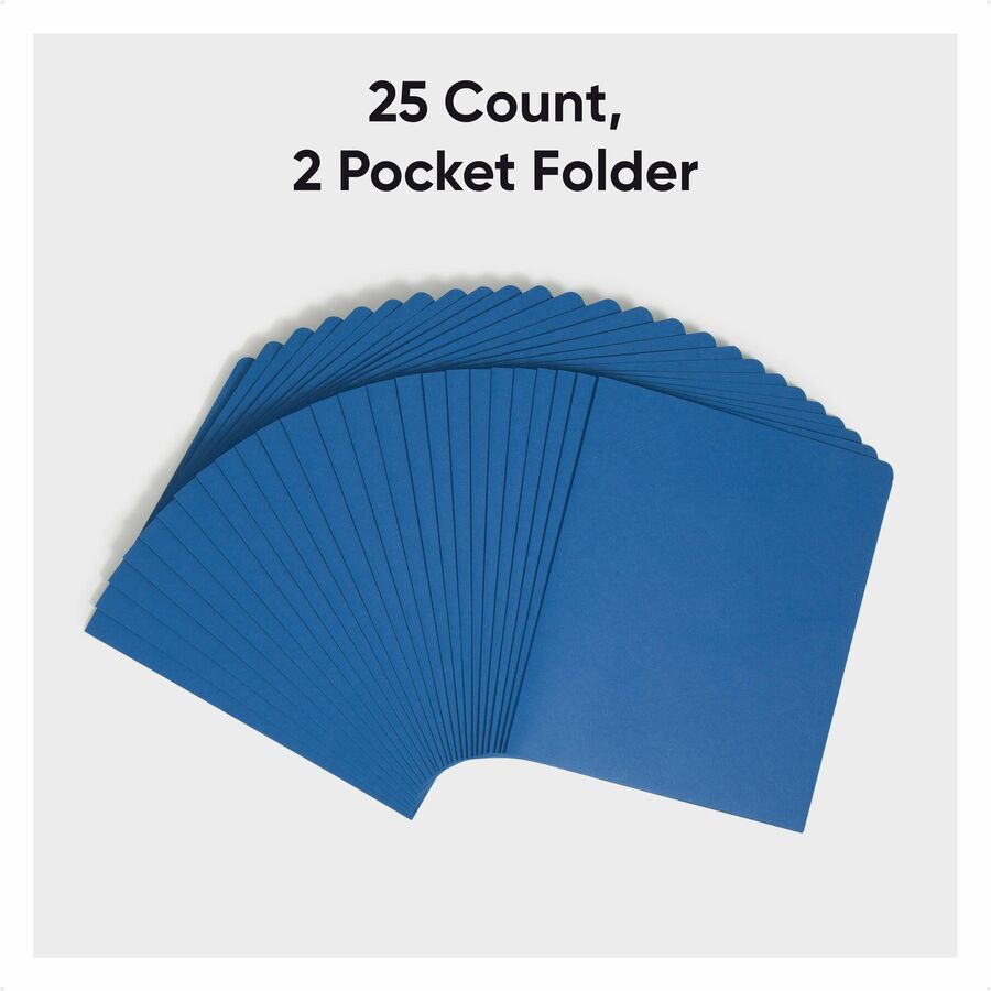 Smead Letter Recycled Pocket Folder - 8 1/2" x 11" - 100 Sheets Capacity - Folder - 2 Pocket(s) - 11 pt. - Leatherette - Dark Blue - 10% Recycled - 25 / Box