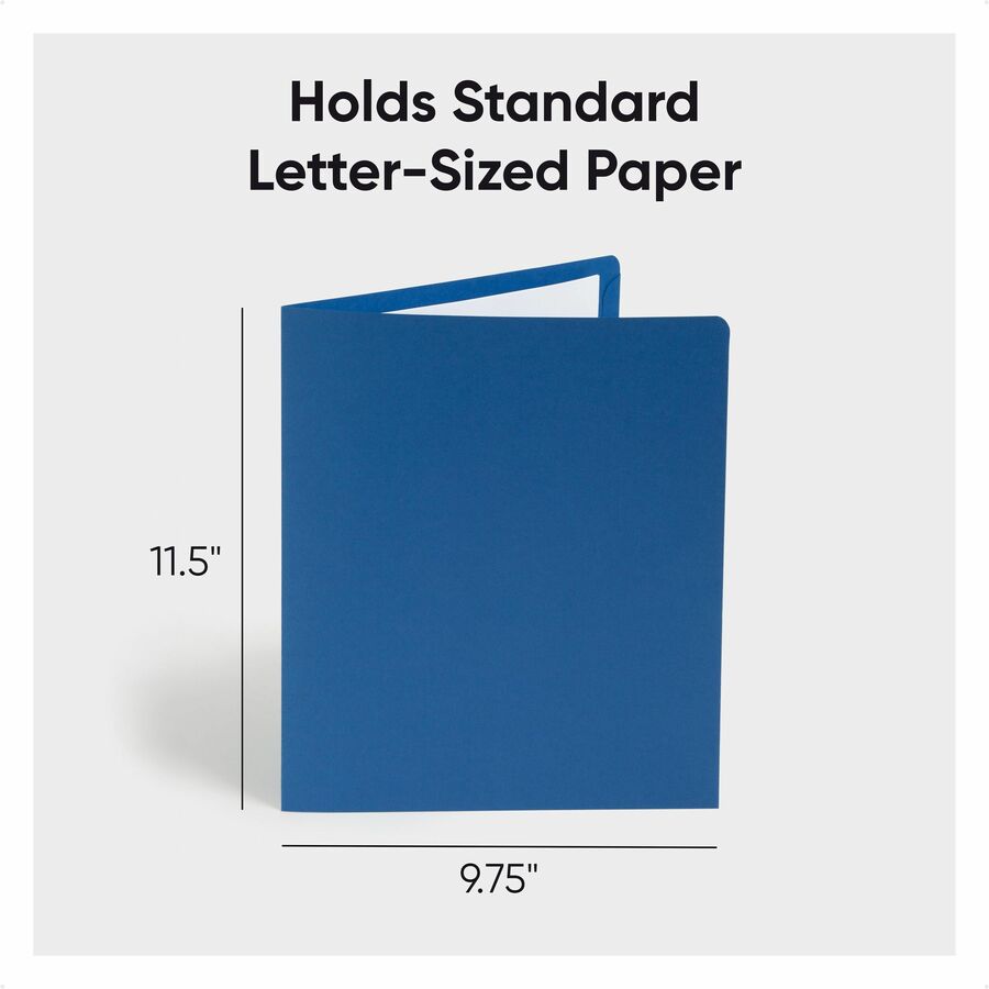 Smead Letter Recycled Pocket Folder - 8 1/2" x 11" - 100 Sheets Capacity - Folder - 2 Pocket(s) - 11 pt. - Leatherette - Dark Blue - 10% Recycled - 25 / Box