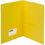 Smead Letter Recycled Pocket Folder - 1/2" Folder Capacity - 8 1/2" x 11" - 2 Pocket(s) - 11 pt. - Leatherette - Yellow - 10% Recycled - 25 / Box