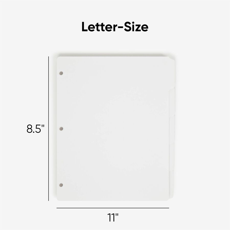 5 Tab(s)/Set - Letter - 8.50" Width x 11" Length - White Divider - 10% Recycled - 1 Box